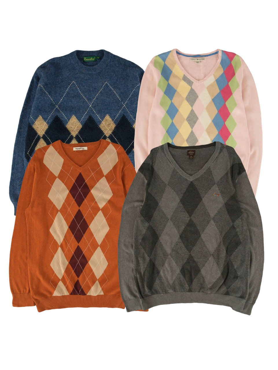 Vintage Y2K Argyle Knitted Jumpers Bundle (20 pcs)