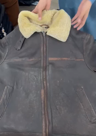 Leather sheepskin bomber jackets