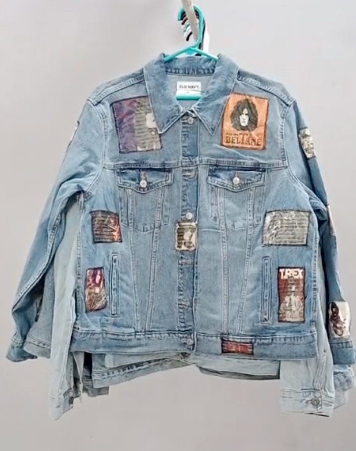 Reworked Men's Jacket with Music Patch made with Non-Brand Denim Jacket Style CR566