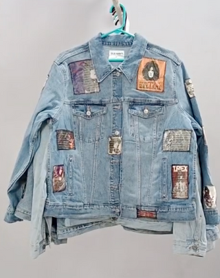 Reworked Men Jacket with Music Patch made with Non Brand Denim Jacket Style CR566