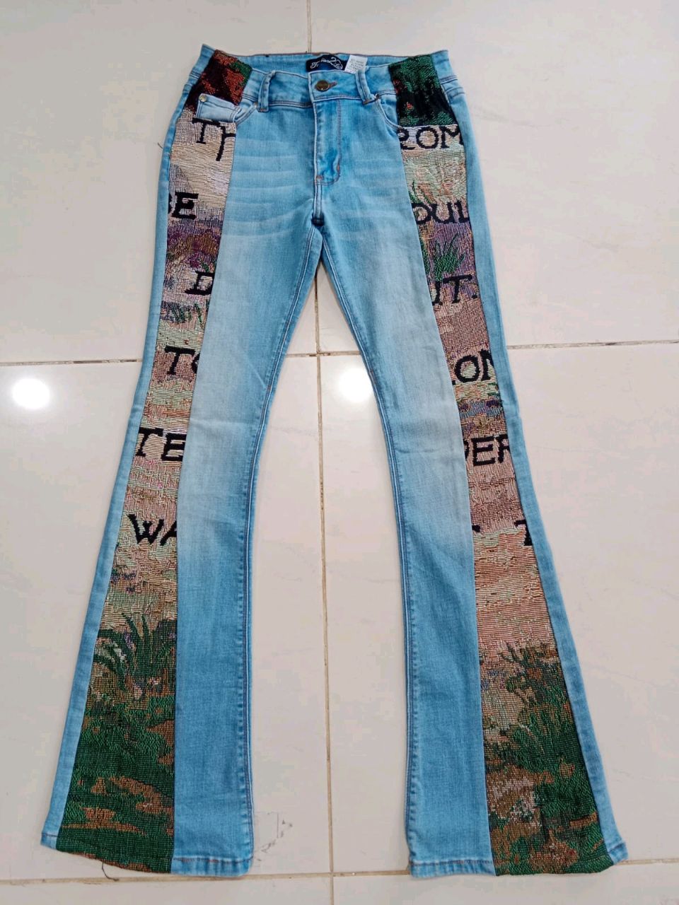 Reworked Ladies Y2K Flared Pants made using Vintage/Y2K Denim Pants, Style-CR929