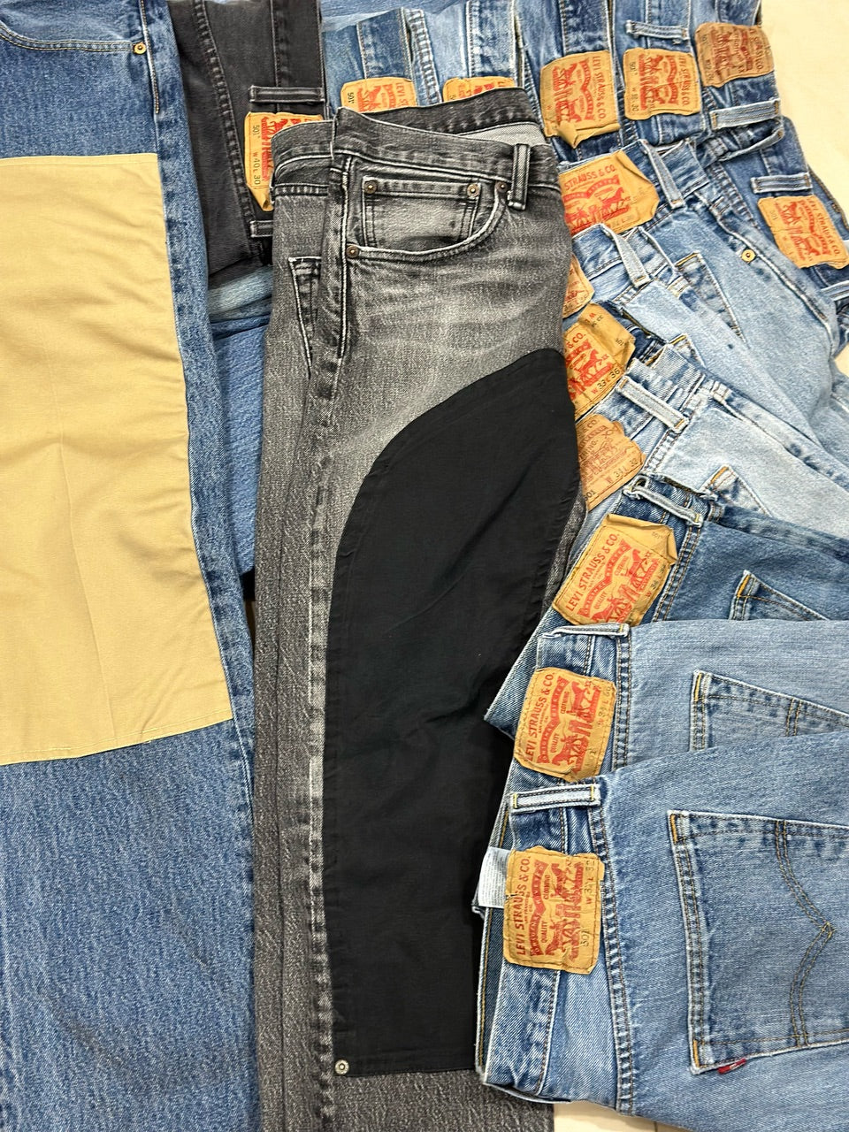 Reworked Men Levis 501 Double Knee made using Men Levis 501 Vintage Jeans, Style # CR043.