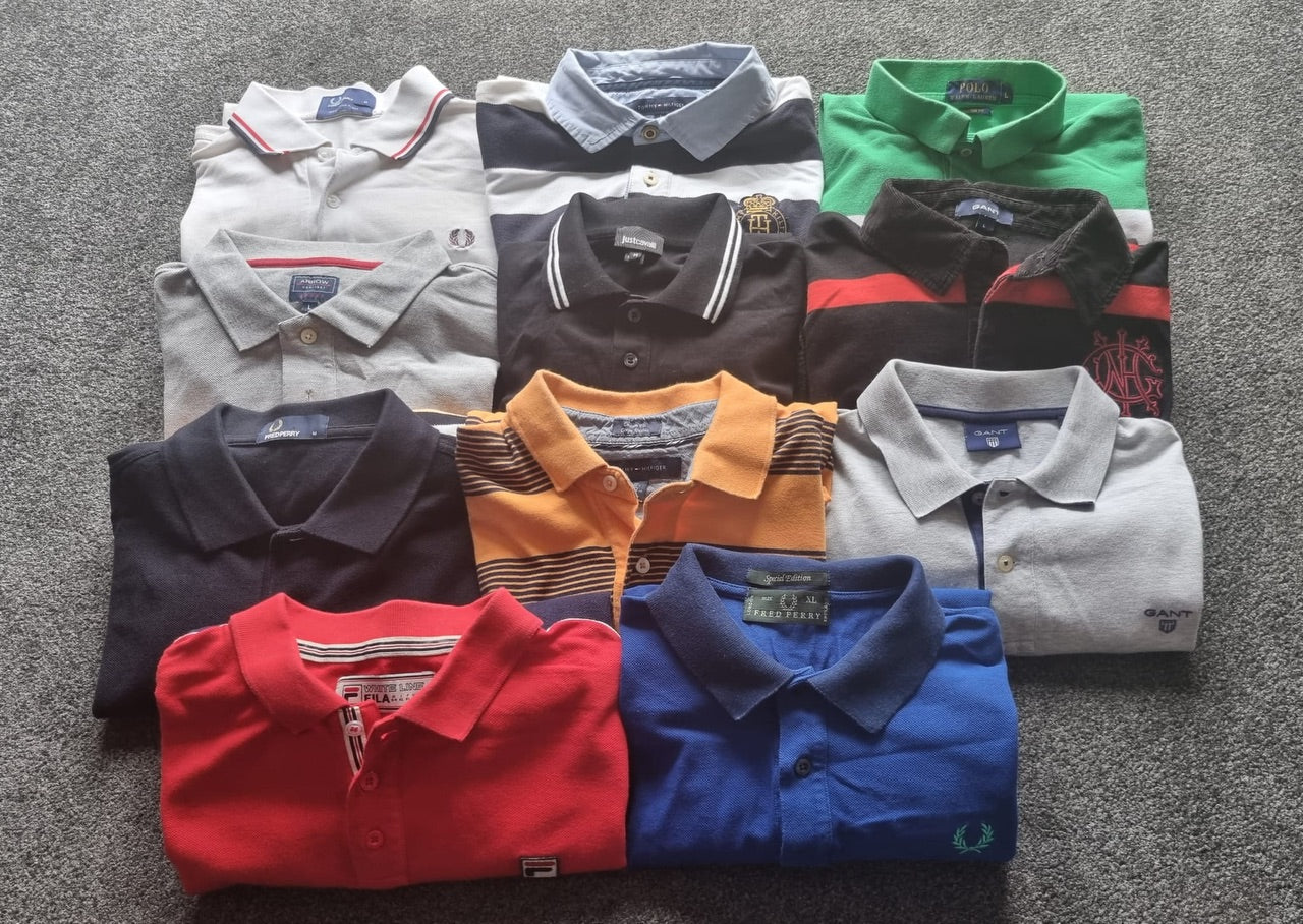 Mens Mixed Designer Polos ~ 10 Pieces (Ralph Lauren, Tommy, Fred Perry, Gant)