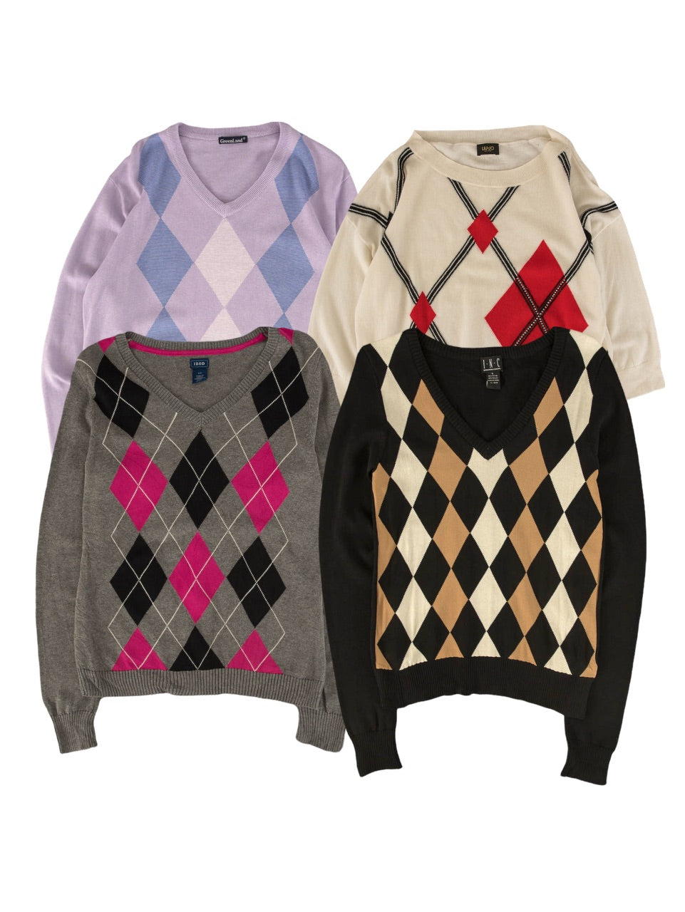 Vintage Y2K Argyle Knitted Jumpers Bundle (20 pcs)