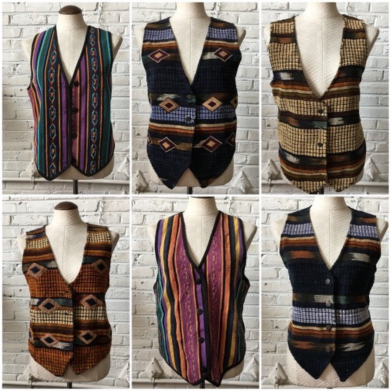 Womens crazy tapestry/woven/hippie Vests - 6 pieces