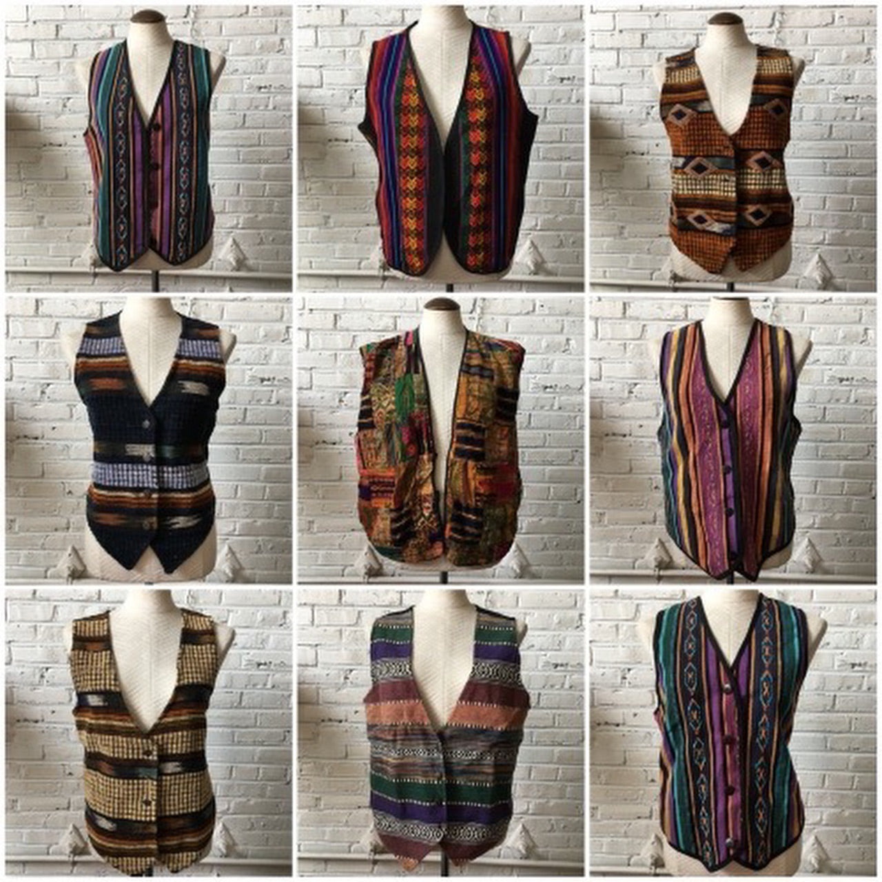 Womens crazy tapestry/woven/hippie Vests - 6 pieces