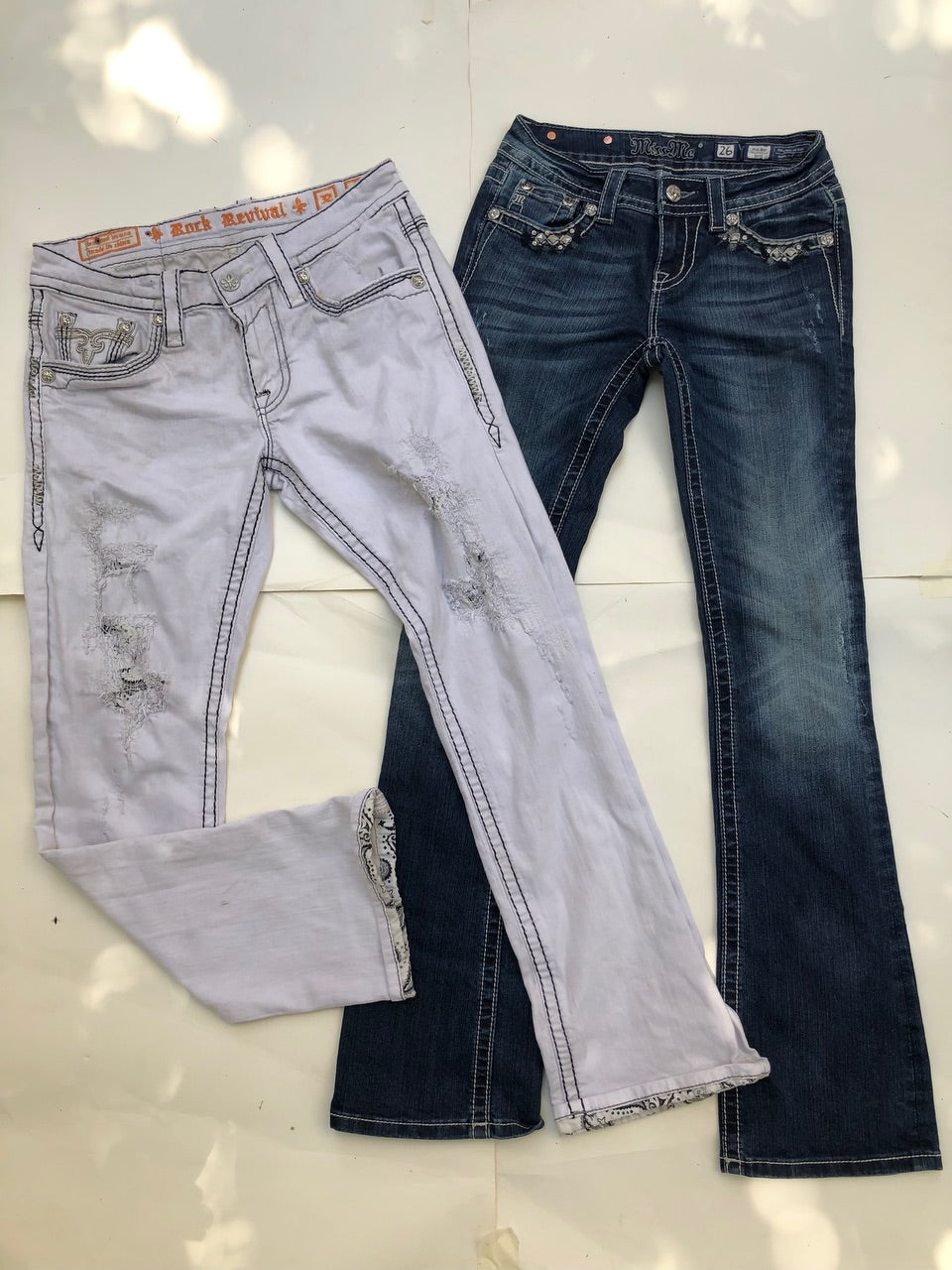 Y2K Studded Denim Flare Jeans/ Miss Me, 7 For all Mankind- F—104- 12 Pieces