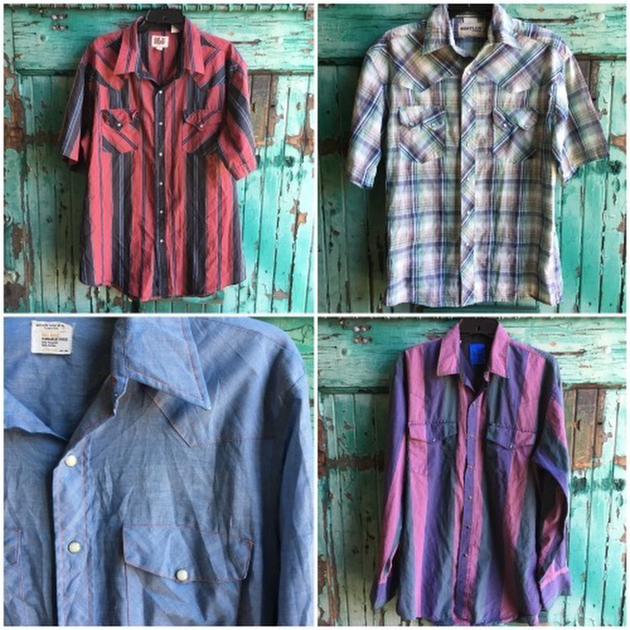 mens vintage Western Shirt (Short Sleeve) - 15 pieces
