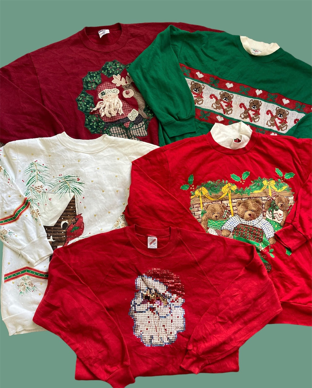Vintage 80s 90s Ugly Christmas Sweatshirt Bundle (20 piece)