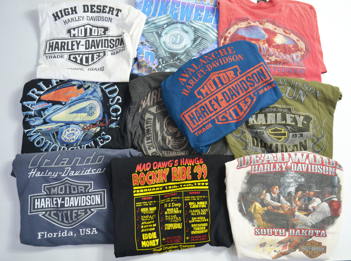 BOX25:Premium Harley Davidson Biker T-shirt Wholesale Bundle- 10 piece