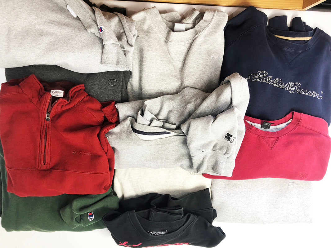 BOX15: Premium Vintage Branded Sweaters, Crewnecks, Hoodies, 1/4 Zip Wholesale Bundle- 11 Piece