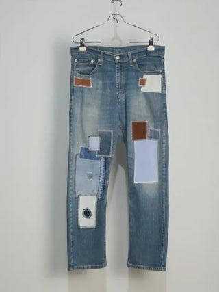 Reworked Men Denim Pants made using Men Vintage Lee, Levis and Wrangler Pants, Style # CR064