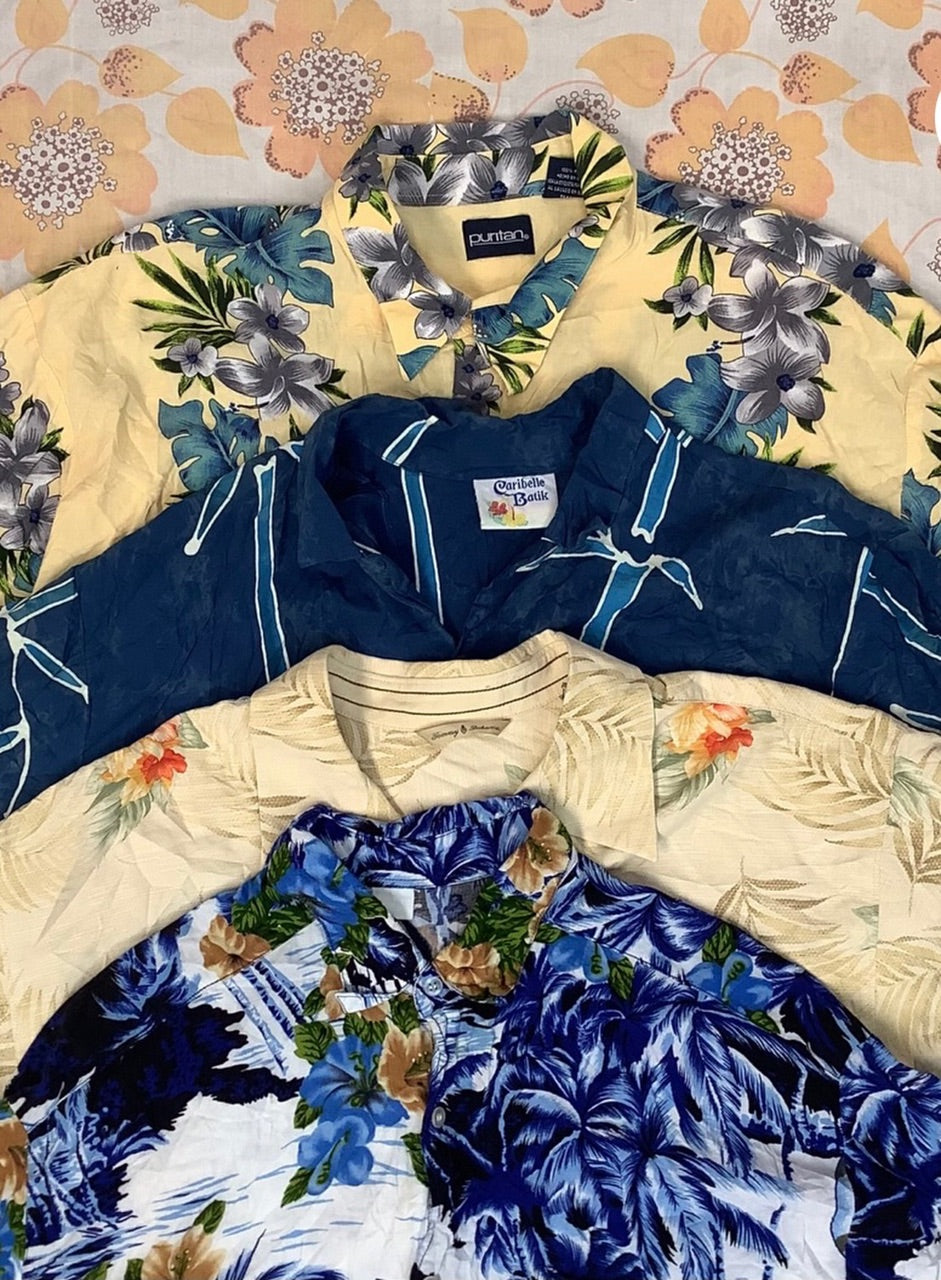 Vintage Hawaiian Patterned Men’s Shirts - 10 pieces Grade A