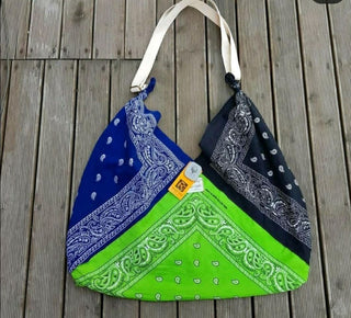 Reworked Ladies Bandana Handbag made using Vintage Bandana, Style # CR086.