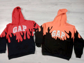 Reworked Men Hoodies with Flame Design made using Nike, Puma, Fila, Rebook, Tommy and Other Vintage Hoodies, Style # CR321.