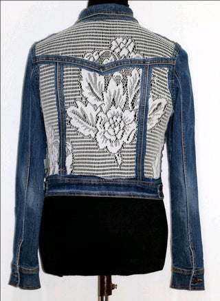 Reworked Ladies Denim Jackets made using Ladies Denim Jackets and New Jacquard, Style # CR248