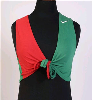 Reworked Ladies Knotted Blouse made using Vintage Nike, Puma, Fila, Reebok and Other Sports Branded T-Shirts, Style-CR 788</p>