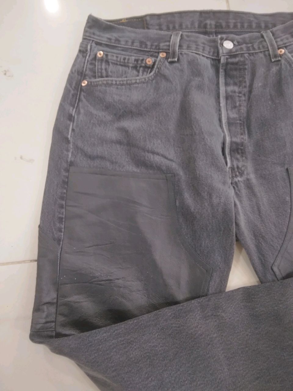 Reworked Men 501 Levis Double Knee Jeans made using Men Vintage Levis 501 Pants, Style # CR044.