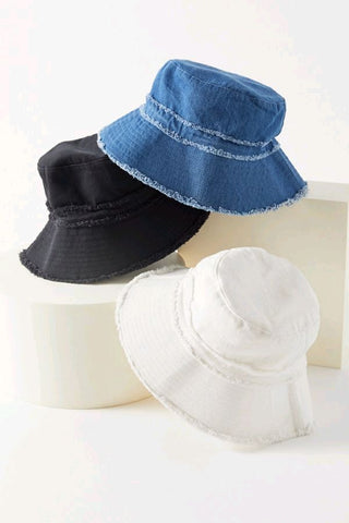 Reworked Denim Bucket Hats made using Vintage Denim Pants, Style # CR148.