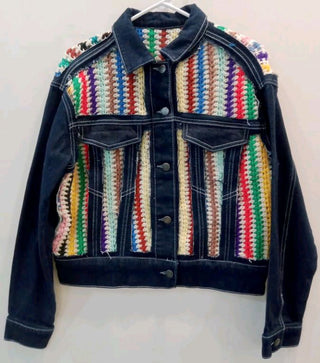 Ladies Rework Denim Jacket with colorful sweater - 25 piece Bundle