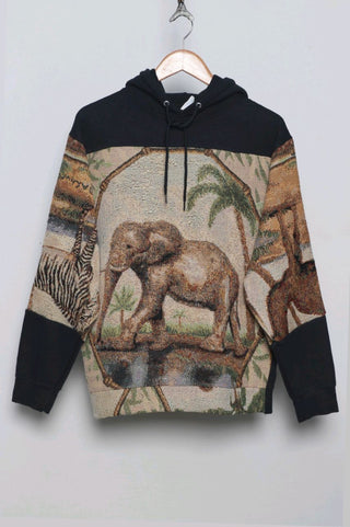 Reworked Men Hoodies made using Men Vintage Hoodies and Vintage Printed Darri, Style # CR042
