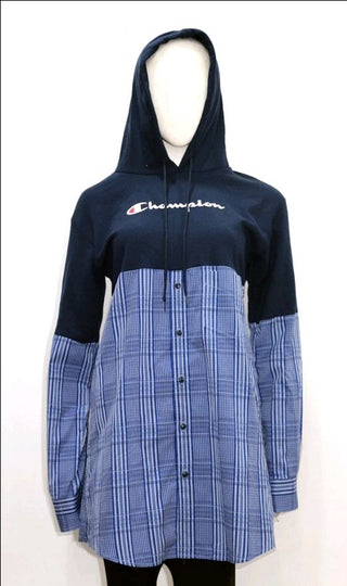 Reworked Ladies Hood and Shirt Full Dress made using Nike, Puma, Adidas, Fila, Champion and Other branded Hoodies and Unbranded Shirts, Style # CR132.